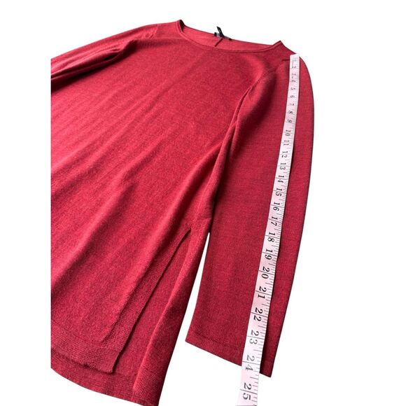 Eileen Fisher 100% Merino Wool Orange Red Long Sleeve Tunic Top Size M Petite - Picture 6 of 9